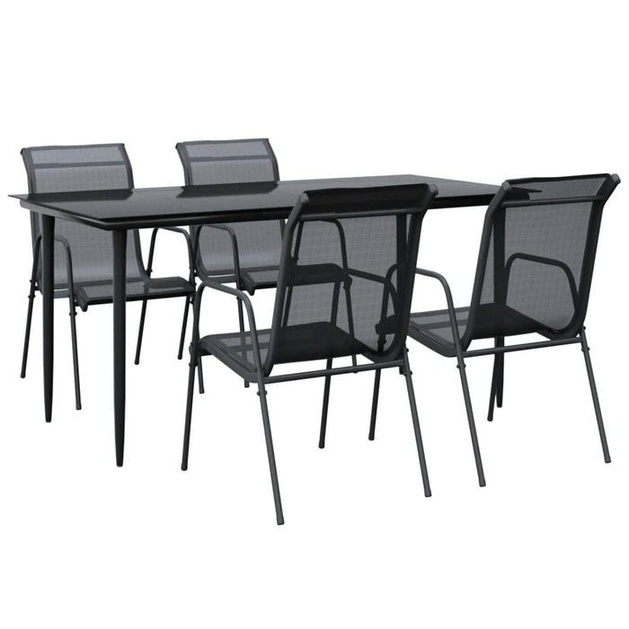 Set mobilier de grădină, 5 piese, negru, oțel și textilenă WALTI