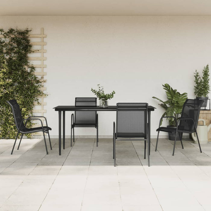 Set mobilier de grădină, 5 piese, negru, oțel și textilenă WALTI