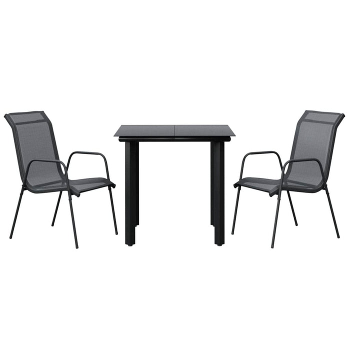 Set mobilier de grădină, 3 piese, negru, textilenă și oțel - WALTI WALTI