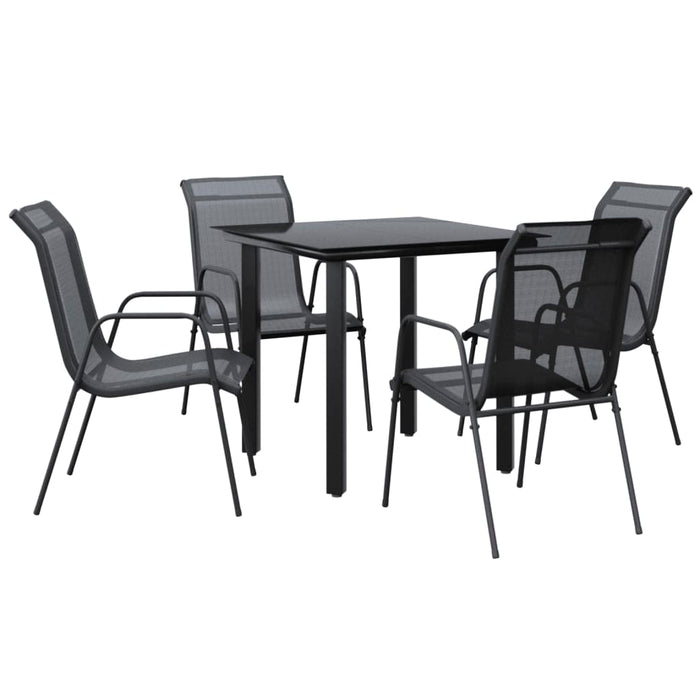 Set mobilier de grădină, 5 piese, negru, oțel și textilenă WALTI