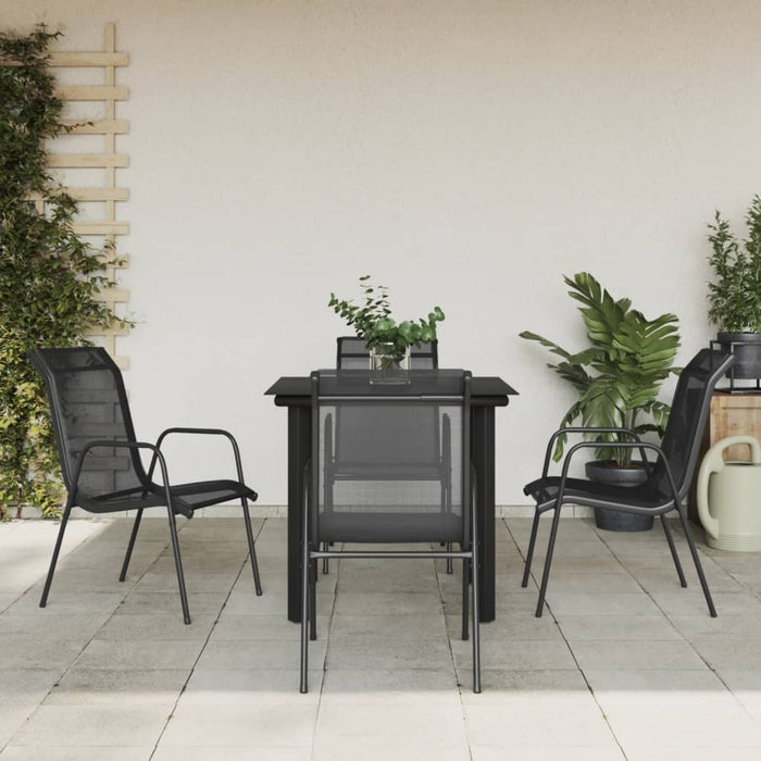 Set mobilier de grădină, 5 piese, negru, oțel și textilenă WALTI