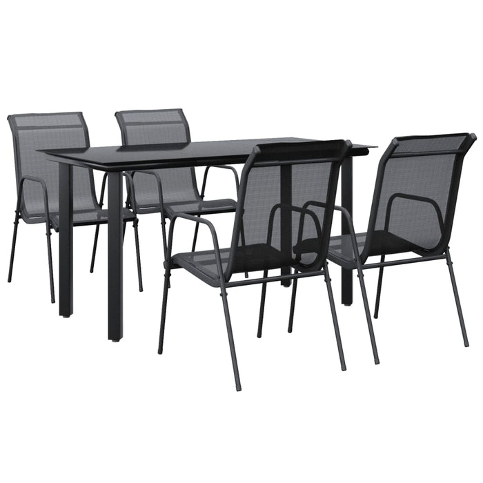 Set mobilier de grădină, 5 piese, negru, oțel și textilenă WALTI