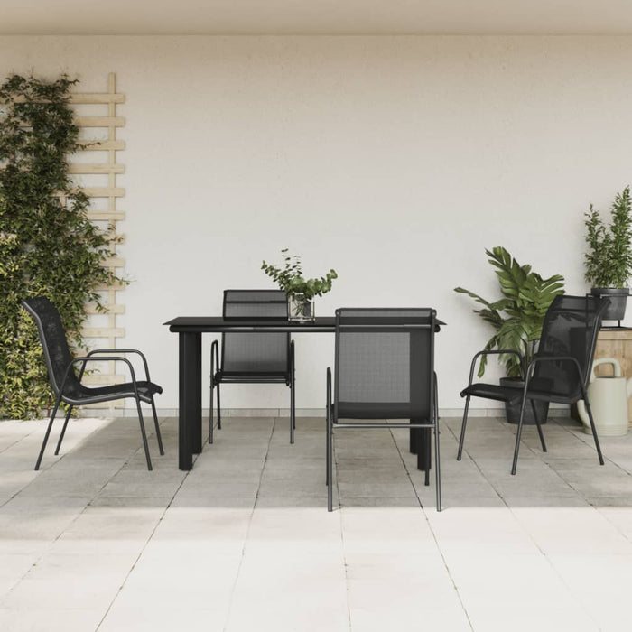 Set mobilier de grădină, 5 piese, negru, oțel și textilenă WALTI