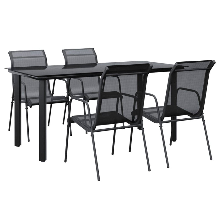 Set mobilier de grădină, 5 piese, negru, oțel și textilenă WALTI