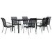 Set mobilier de grădină, 7 piese, negru, oțel și textilenă - WALTI WALTI