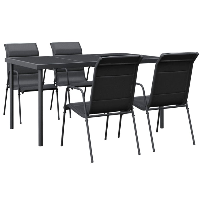 Set mobilier de grădină, 5 piese, negru, oțel și textilenă WALTI