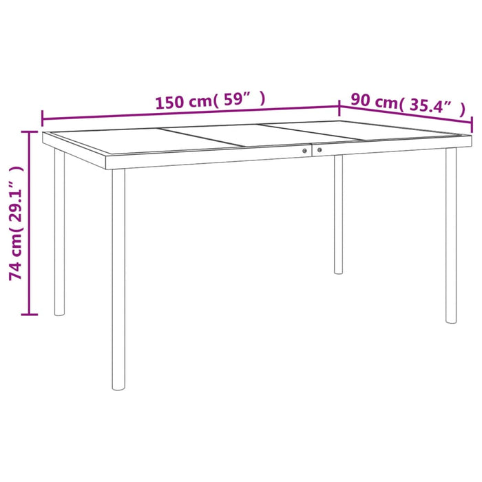 Set mobilier de grădină, 5 piese, negru, oțel și textilenă WALTI