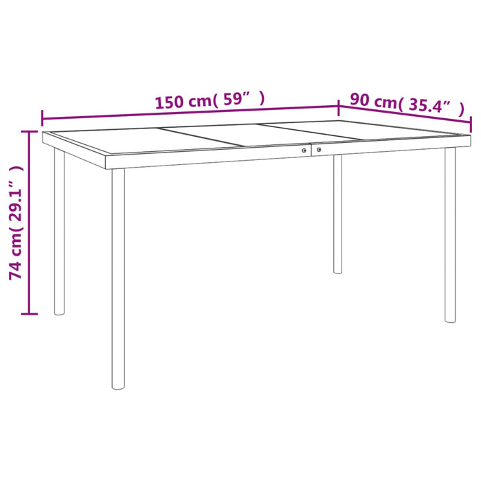 Set mobilier de grădină, 7 piese, negru, oțel și textilenă WALTI