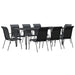 Set mobilier de grădină, 9 piese, negru, oțel și textilenă - WALTI WALTI