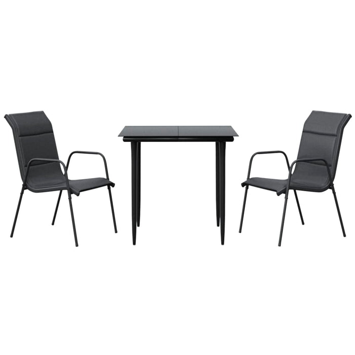 Set mobilier de grădină, 3 piese, negru, textilenă și oțel - WALTI WALTI