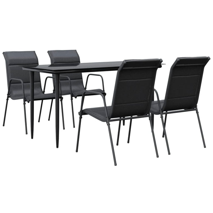 Set mobilier de grădină, 5 piese, negru, oțel și textilenă - WALTI WALTI