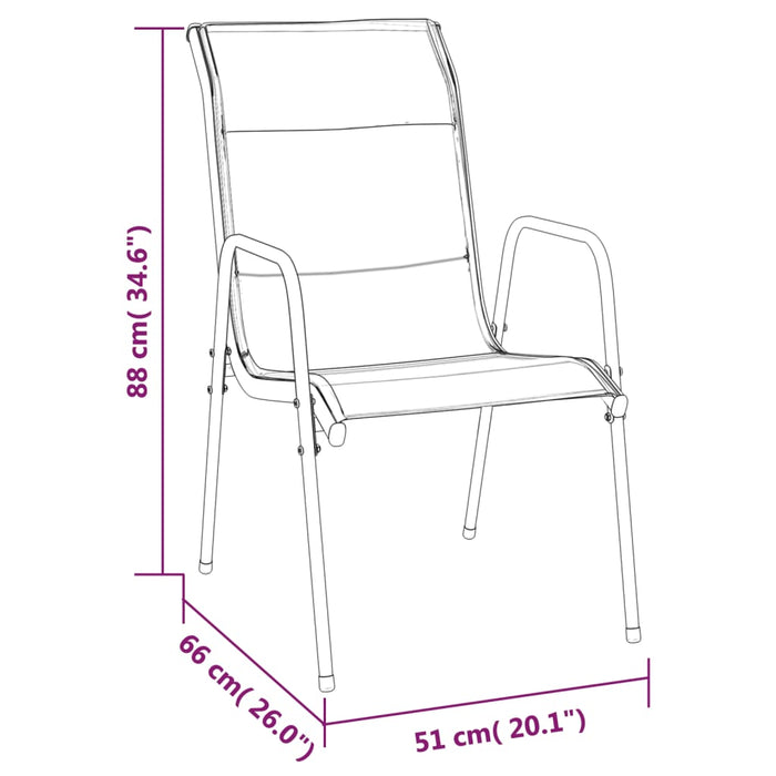 Set mobilier de grădină, 7 piese, negru, oțel și textilenă WALTI