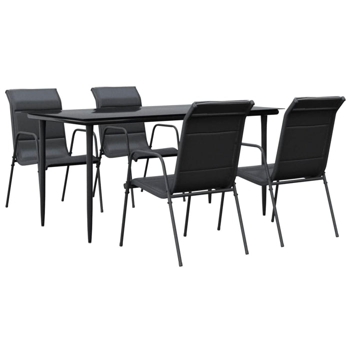 Set mobilier de grădină, 5 piese, negru, oțel și textilenă - WALTI WALTI