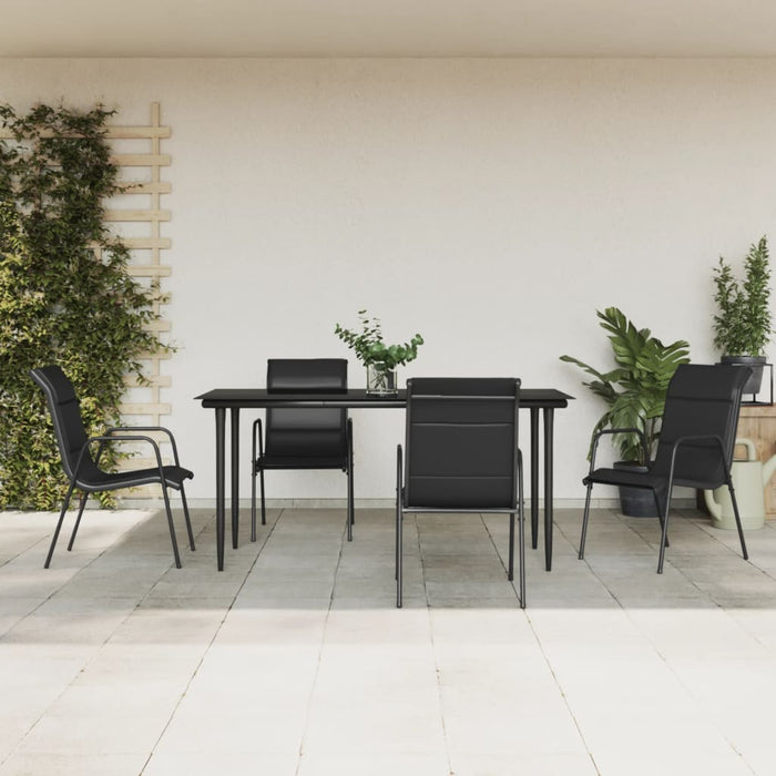 Set mobilier de grădină, 5 piese, negru, oțel și textilenă - WALTI WALTI
