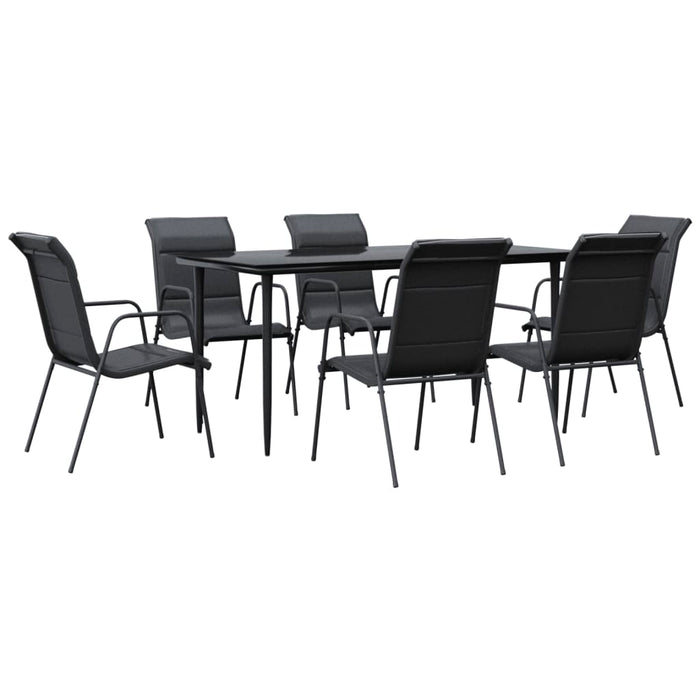 Set mobilier de grădină, 7 piese, negru, oțel și textilenă - WALTI WALTI