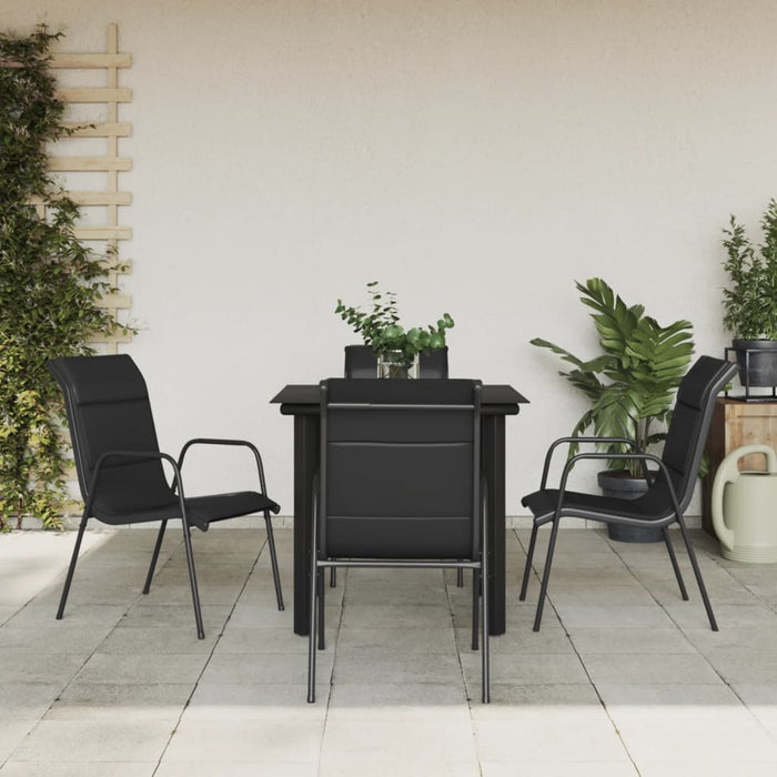 Set mobilier de grădină, 5 piese, negru, oțel și textilenă - WALTI WALTI