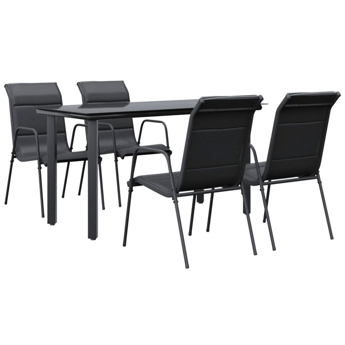 Set mobilier de grădină, 5 piese, negru, oțel și textilenă WALTI
