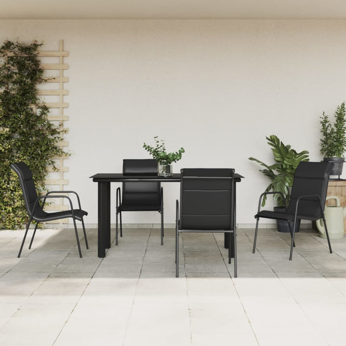 Set mobilier de grădină, 5 piese, negru, oțel și textilenă WALTI