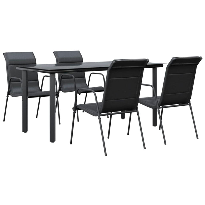 Set mobilier de grădină, 5 piese, negru, oțel și textilenă - WALTI WALTI
