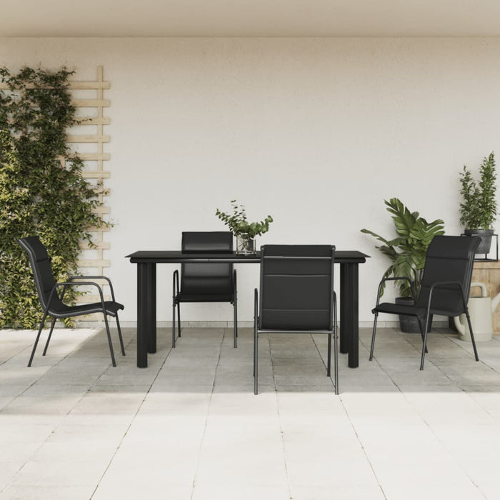 Set mobilier de grădină, 5 piese, negru, oțel și textilenă - WALTI WALTI