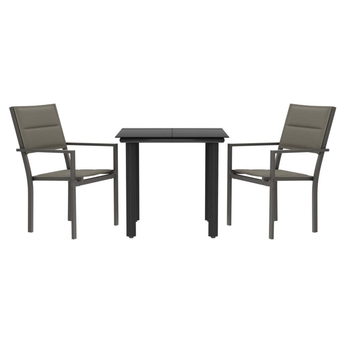 Set mobilier de grădină, 3 piese, negru, textilenă și oțel - WALTI WALTI