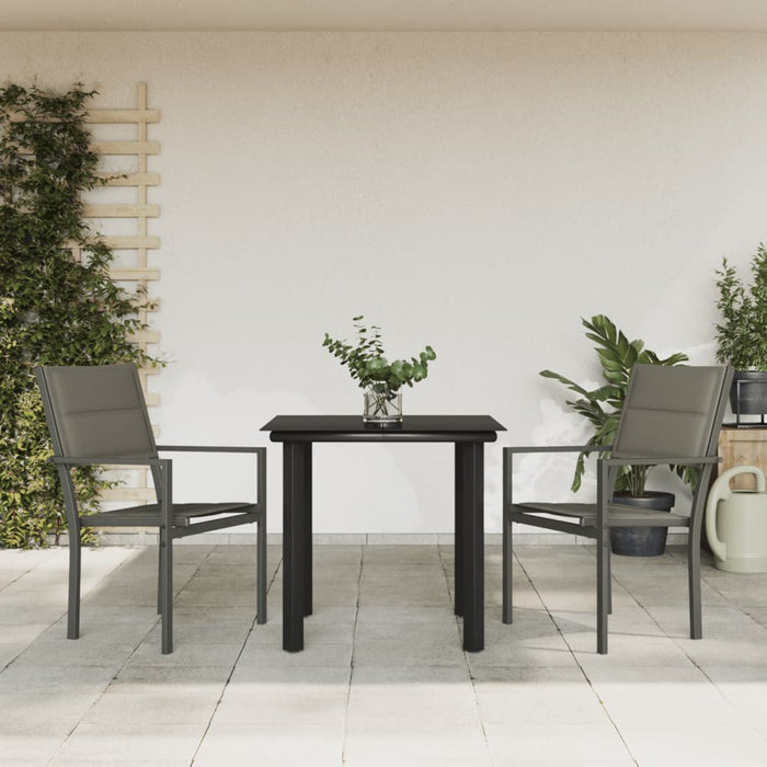 Set mobilier de grădină, 3 piese, negru, textilenă și oțel - WALTI WALTI