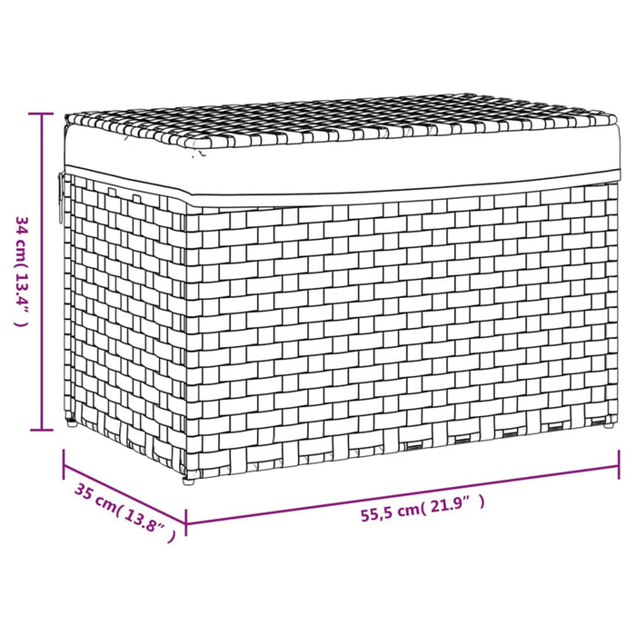 Coș de rufe cu capac, 55,5x35x34 cm, poliratan WALTI