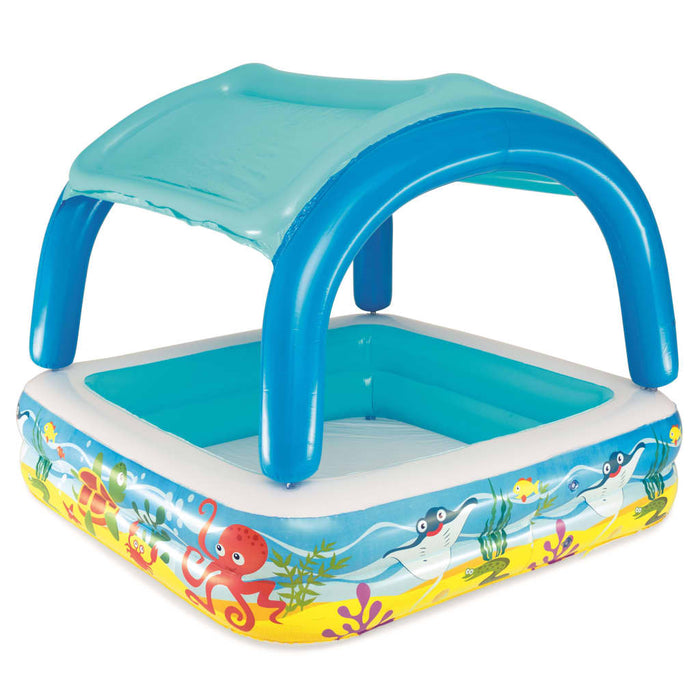 Bestway Piscină de joacă cu baldachin, albastru, 140x140x114 cm, 52192 - WALTI