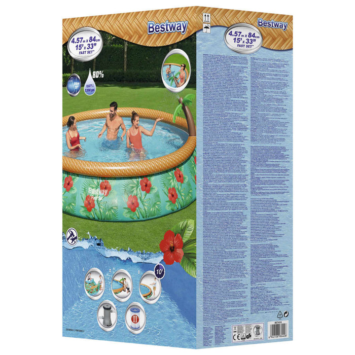 Bestway Set de piscină gonflabilă Fast Set Paradise Palms, 457x84 cm - WALTI WALTI