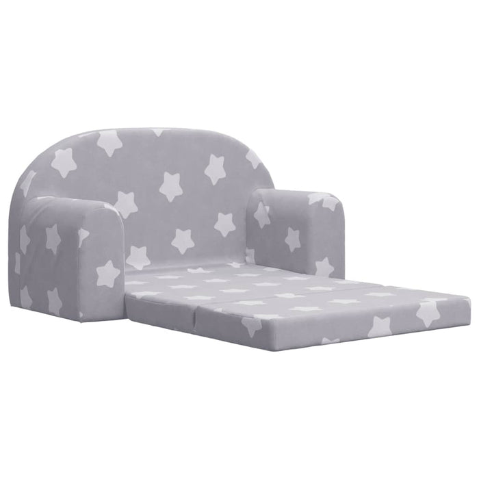 Canapea extensibilă copii 2 locuri gri deschis/stele pluș moale - WALTI WALTI