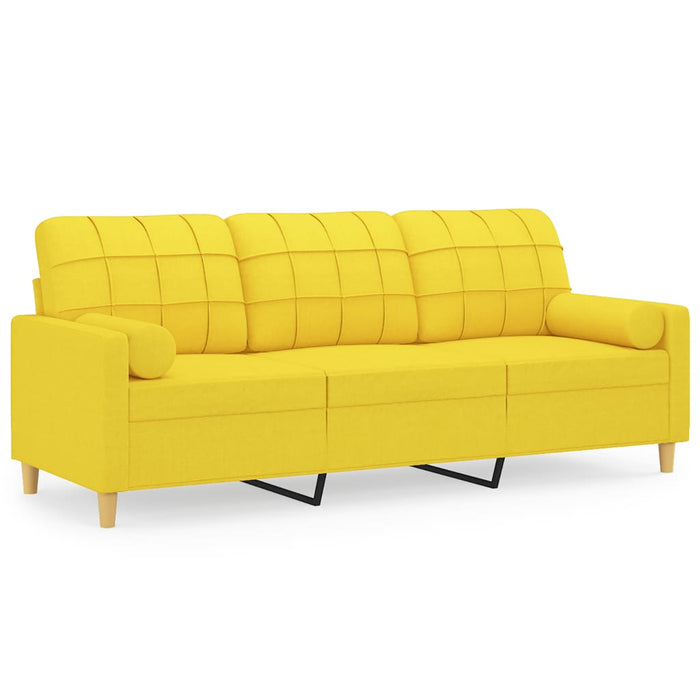 Canapea cu 3 locuri cu pernuțe, galben deschis, 180 cm, textil WALTI