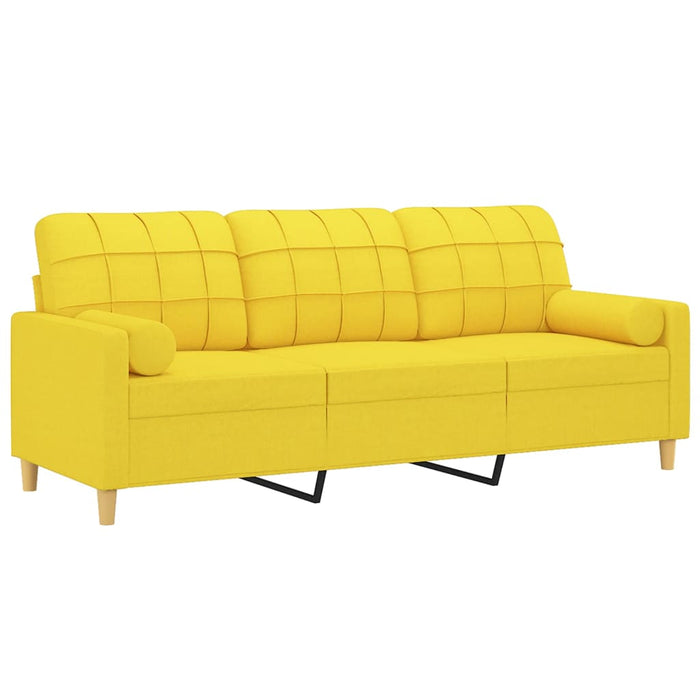 Canapea cu 3 locuri cu pernuțe, galben deschis, 180 cm, textil WALTI