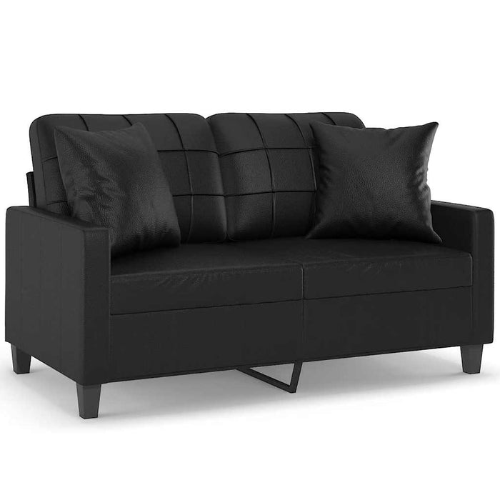 Canapea cu 2 locuri cu pernuțe, negru, 120 cm, piele ecologică - WALTI WALTI