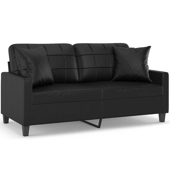 Canapea cu 2 locuri cu pernuțe, negru, 140 cm, piele ecologică - WALTI WALTI
