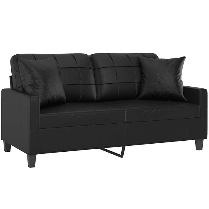 Canapea cu 2 locuri cu pernuțe, negru, 140 cm, piele ecologică - WALTI WALTI