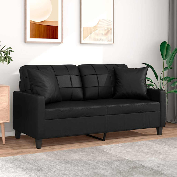Canapea cu 2 locuri cu pernuțe, negru, 140 cm, piele ecologică - WALTI WALTI