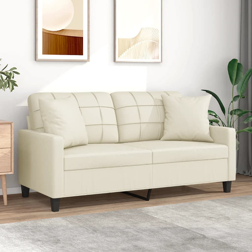 Canapea cu 2 locuri cu pernuțe, crem, 140 cm, piele ecologică - WALTI WALTI