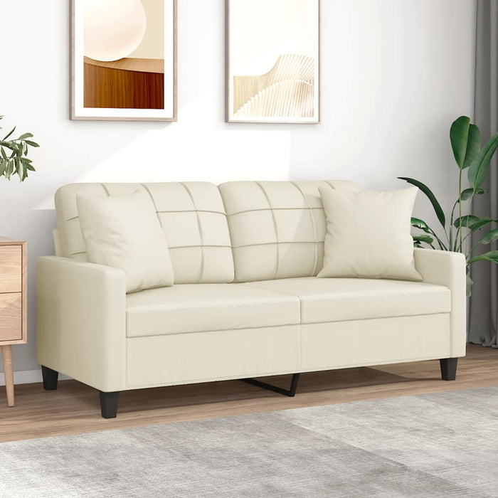 Canapea cu 2 locuri cu pernuțe, crem, 140 cm, piele ecologică WALTI