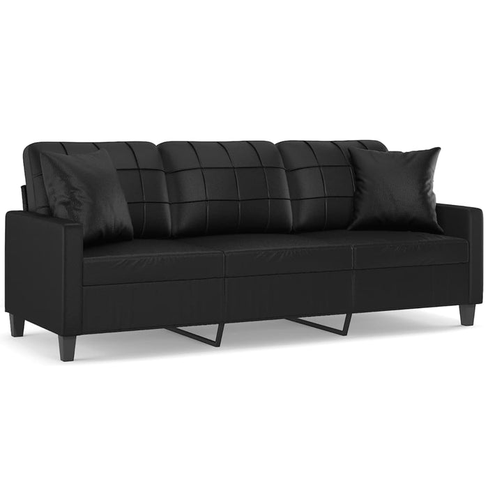 Canapea cu 3 locuri cu pernuțe, negru, 180 cm, piele ecologică - WALTI WALTI