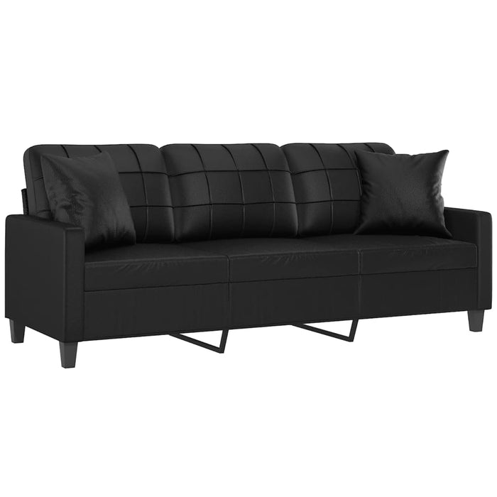 Canapea cu 3 locuri cu pernuțe, negru, 180 cm, piele ecologică - WALTI WALTI