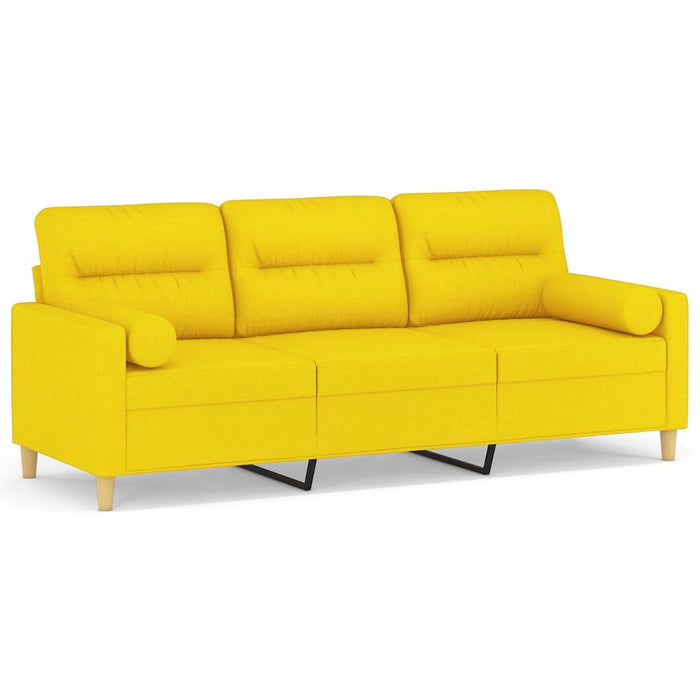 Canapea cu 3 locuri cu pernuțe, galben deschis, 180 cm, textil - WALTI WALTI