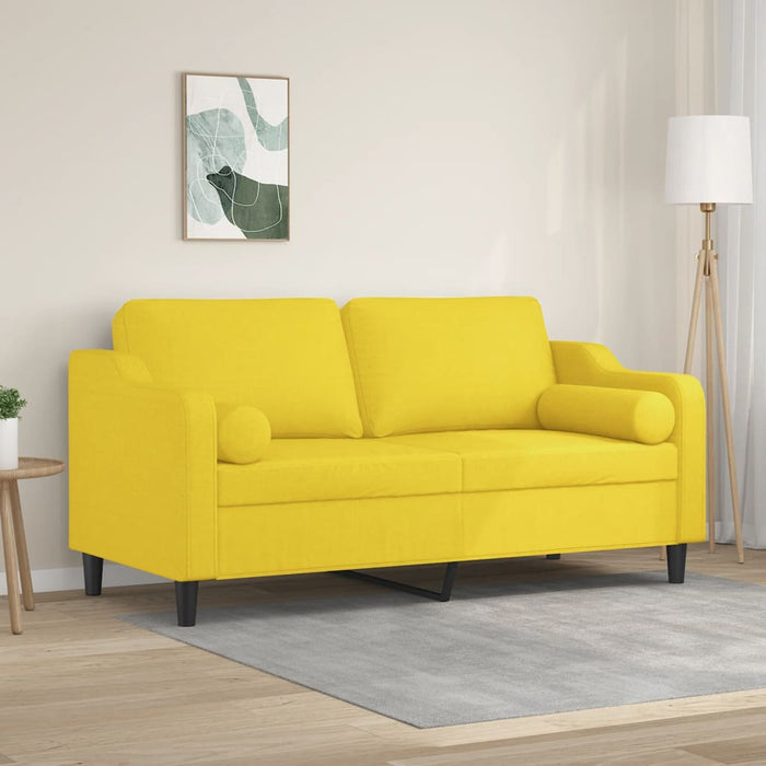 Canapea cu 2 locuri cu pernuțe, galben deschis, 140 cm, textil WALTI