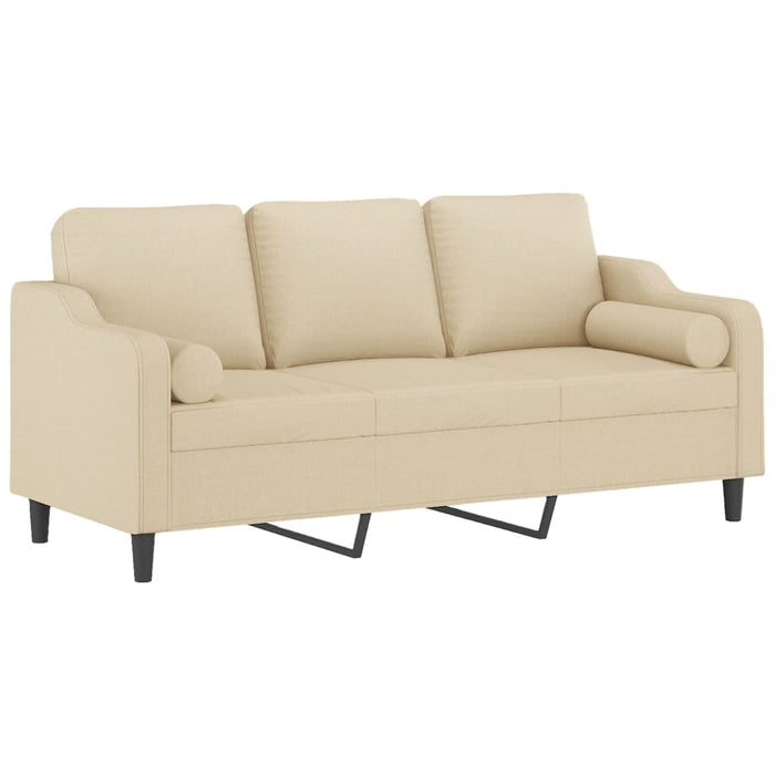 Canapea cu 3 locuri cu pernuțe, crem, 180 cm, textil - WALTI WALTI