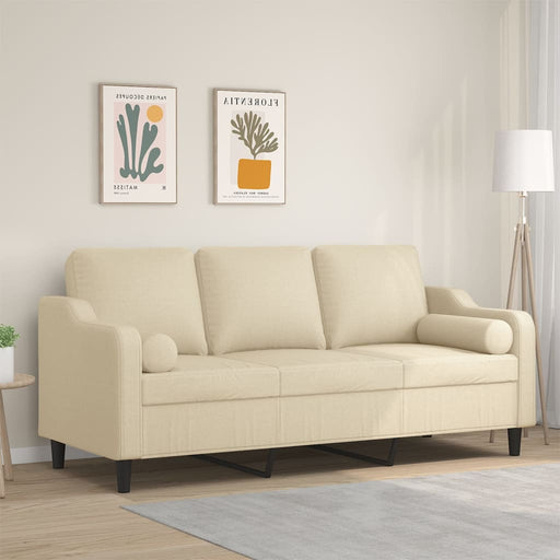 Canapea cu 3 locuri cu pernuțe, crem, 180 cm, textil - WALTI WALTI