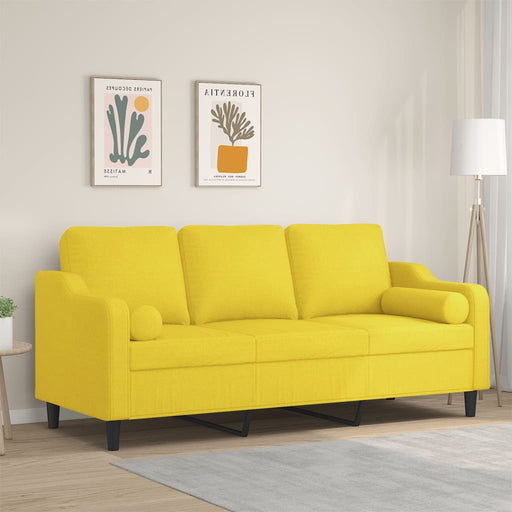 Canapea cu 3 locuri cu pernuțe, galben deschis, 180 cm, textil - WALTI WALTI