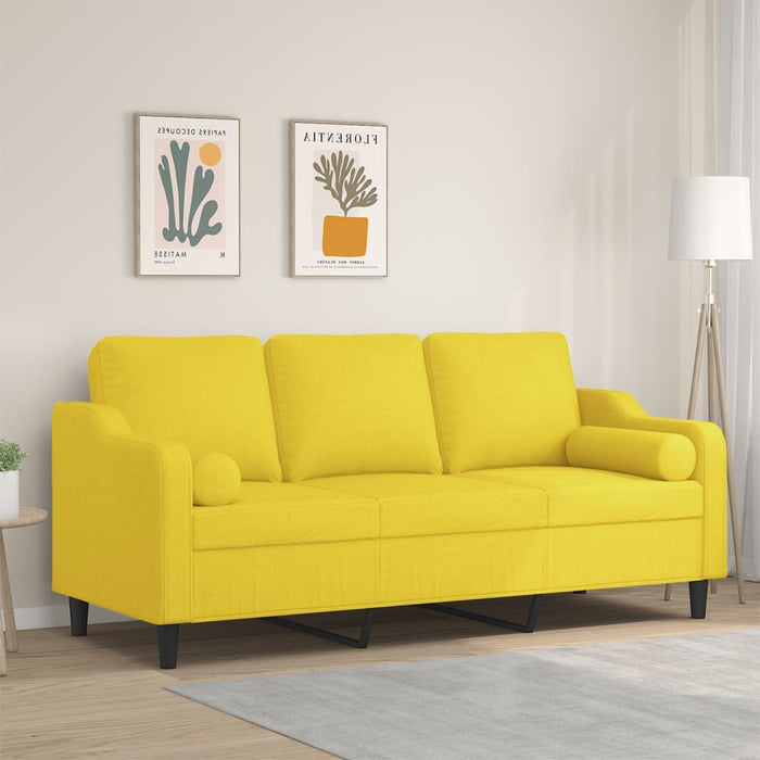 Canapea cu 3 locuri cu pernuțe, galben deschis, 180 cm, textil - WALTI WALTI