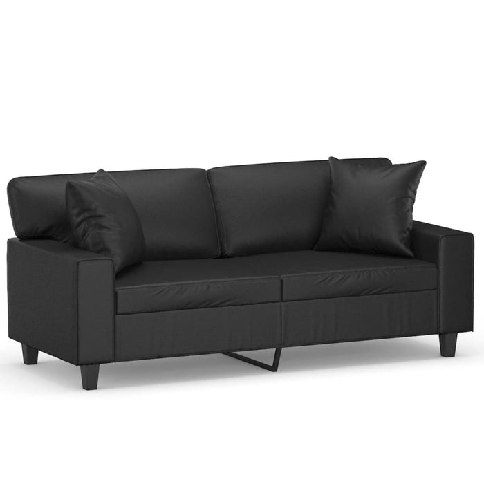 Canapea cu 2 locuri cu pernuțe, negru, 140 cm, piele ecologică - WALTI WALTI