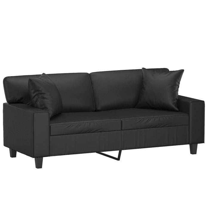Canapea cu 2 locuri cu pernuțe, negru, 140 cm, piele ecologică - WALTI WALTI