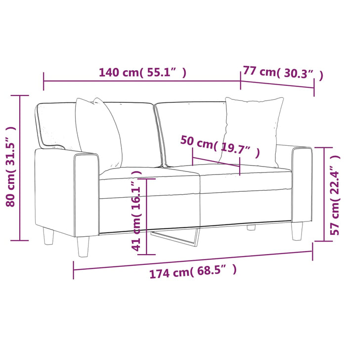 Canapea cu 2 locuri cu pernuțe, cappuccino, 140 cm, piele eco. - WALTI WALTI