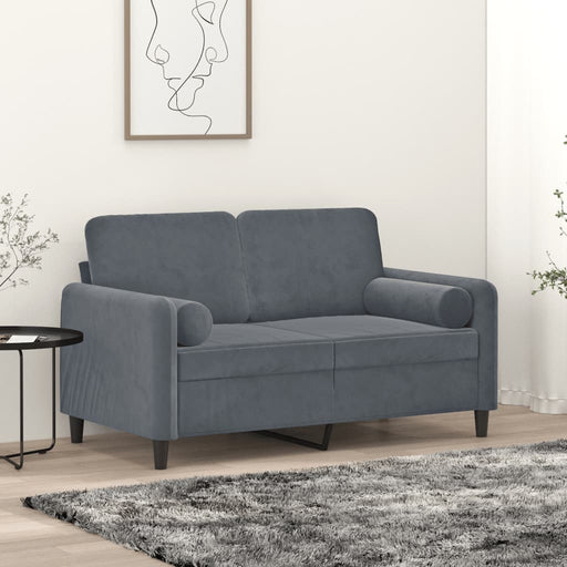 Canapea cu 2 locuri cu pernuțe, gri închis, 120 cm, catifea - WALTI WALTI